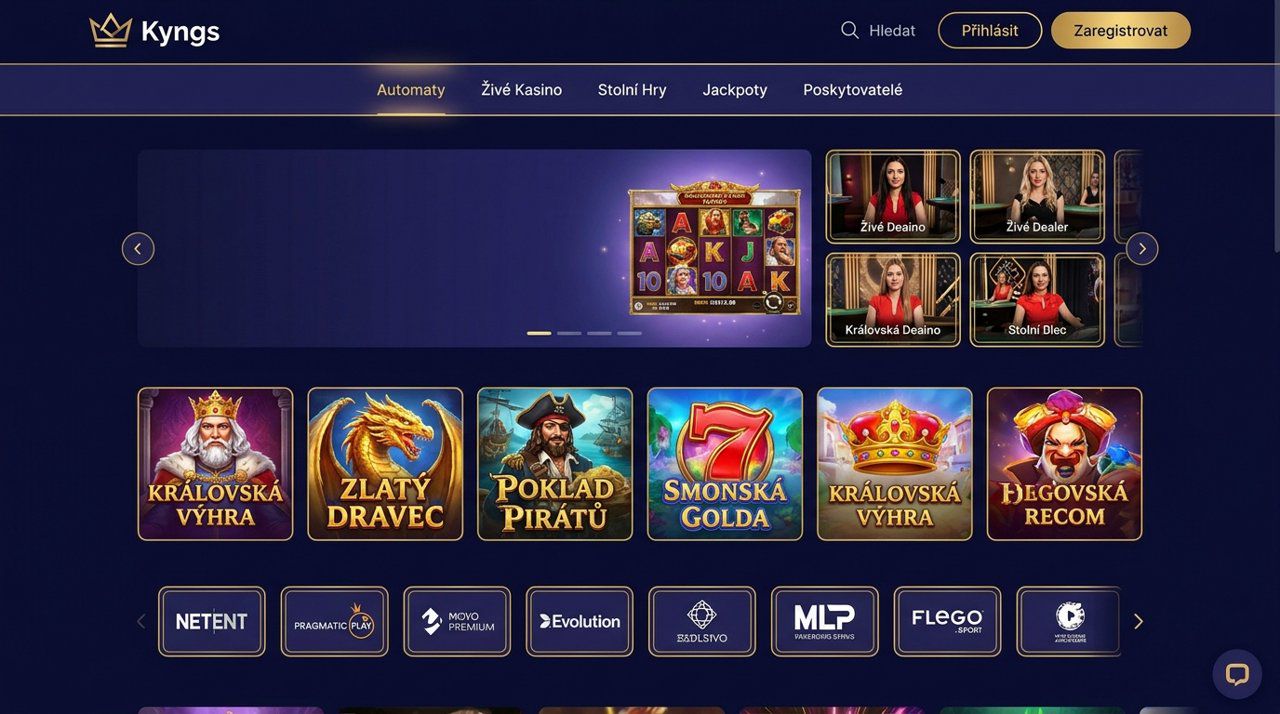 Snímek obrazovky webu online casina Kyngs